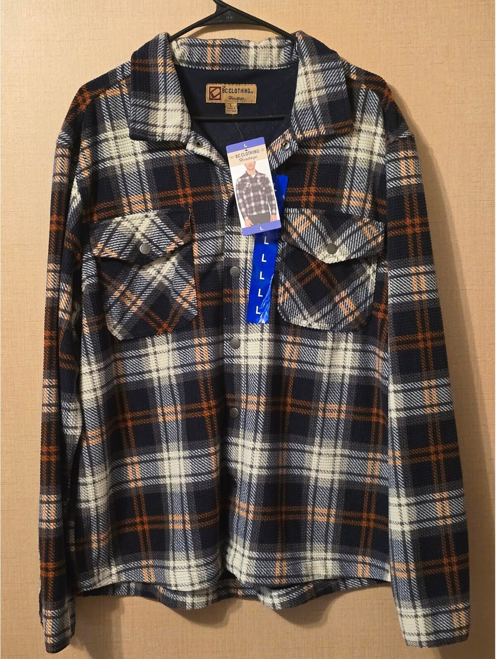 BC Clothing Co Heritage Men's Printed Plaid Overshirt Shacket Size Large NWT